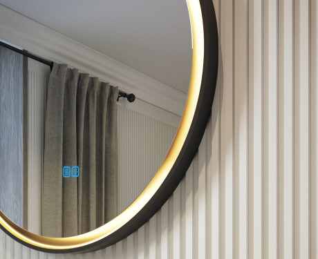 Kerek tükör fémkeretben LED világítással #2