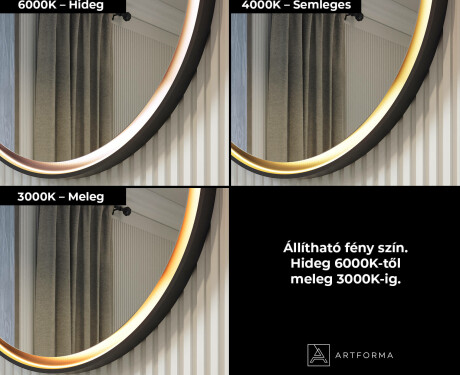 Kerek tükör fémkeretben LED világítással #3