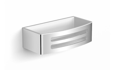 Kosár 22x11x6 / fehér műanyag betét / csiszolt acél