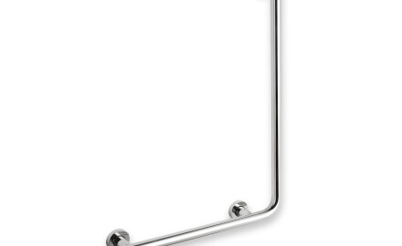 Támogató korlát fogyatékkal élők számára, Ø32 STANDARD L típus, 55 x 77 bal oldali / csiszolt rozsdamentes acél
