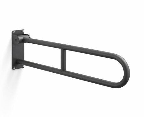 Támogató korlát fogyatékkal élők számára, Ø32, íves, billenő, STANDARD – 80 cm / rozsdamentes acél, matt fekete