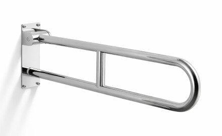 Támogató korlát fogyatékkal élők számára, Ø32, íves, billenő, STANDARD – 80 cm / polírozott rozsdamentes acél