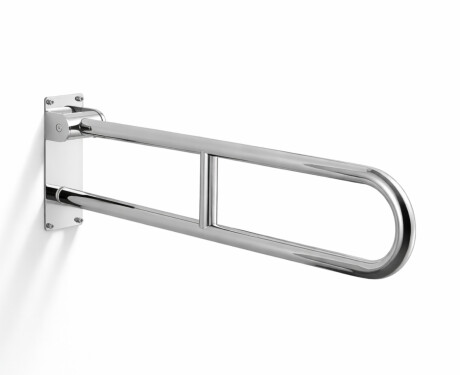 Támogató korlát fogyatékkal élők számára, Ø32, íves, billenő, STANDARD – 80 cm / polírozott rozsdamentes acél