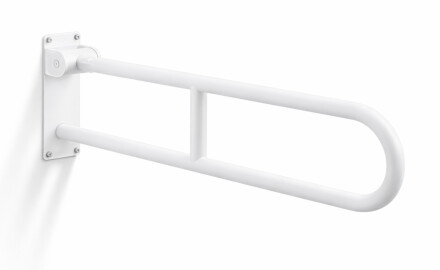 Támogató korlát fogyatékkal élők számára, Ø32, íves, billenő, STANDARD – 80 cm / rozsdamentes acél, matt fehér