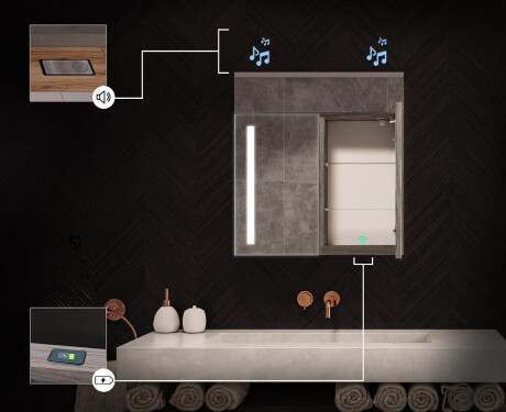 Fürdőszobai szekrény LED tükörrel L02 Emily 66,5 x 72 cm, Oslo tölgy színben #6