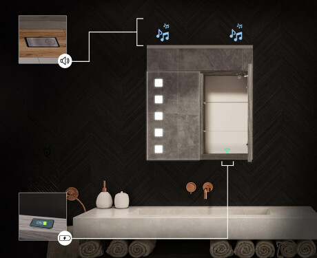 Kisszekrény Tükörrel És Led Megvilágítással - L03 Emily 66,5 x 72cm #6