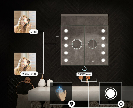 Kisszekrény Tükörrel És Led Megvilágítással - L06 Emily 66,5 x 72cm #5