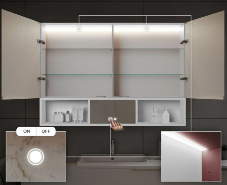 Emma Fürdőszobaszekrény Led Világítással - Kétajtós 100 x 72cm #5