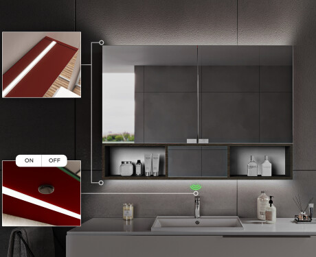 Emma Fürdőszobaszekrény Led Világítással - Kétajtós 100 x 72cm #7