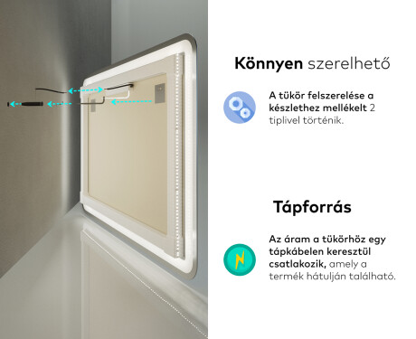 Fürdőszoba Tükör Világítással LED L144 #10